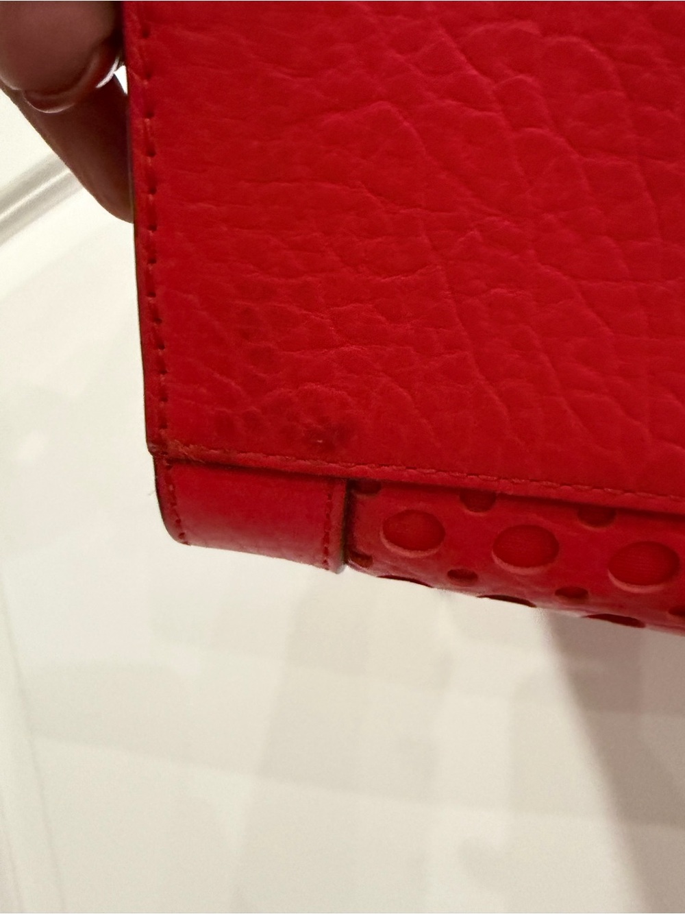 kate spade red Perforated Leather Satchel with Gold-Tone Accents - Picture 5 of 8